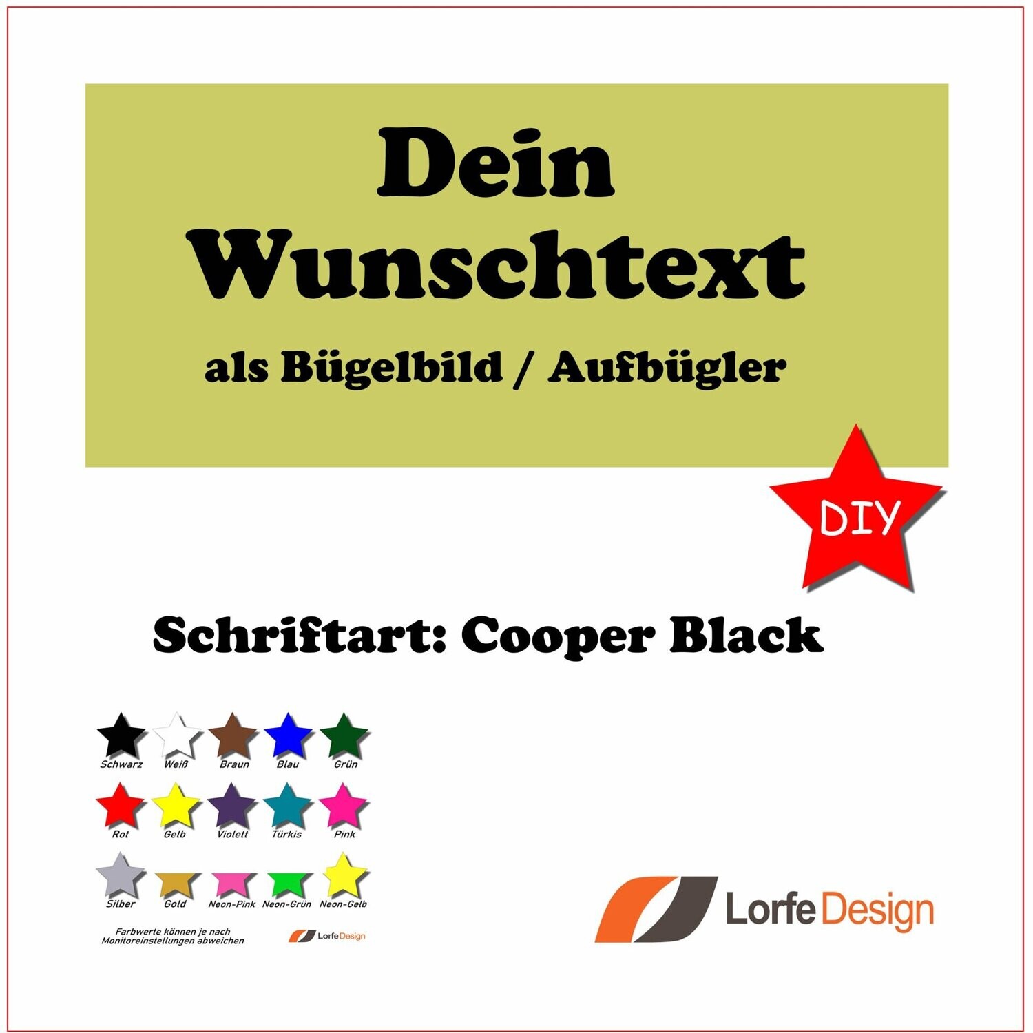 Bügelbild / Name und Text zum aufbügeln / Cooper Black / individuell personalisiert / Bügelfolie / DIY