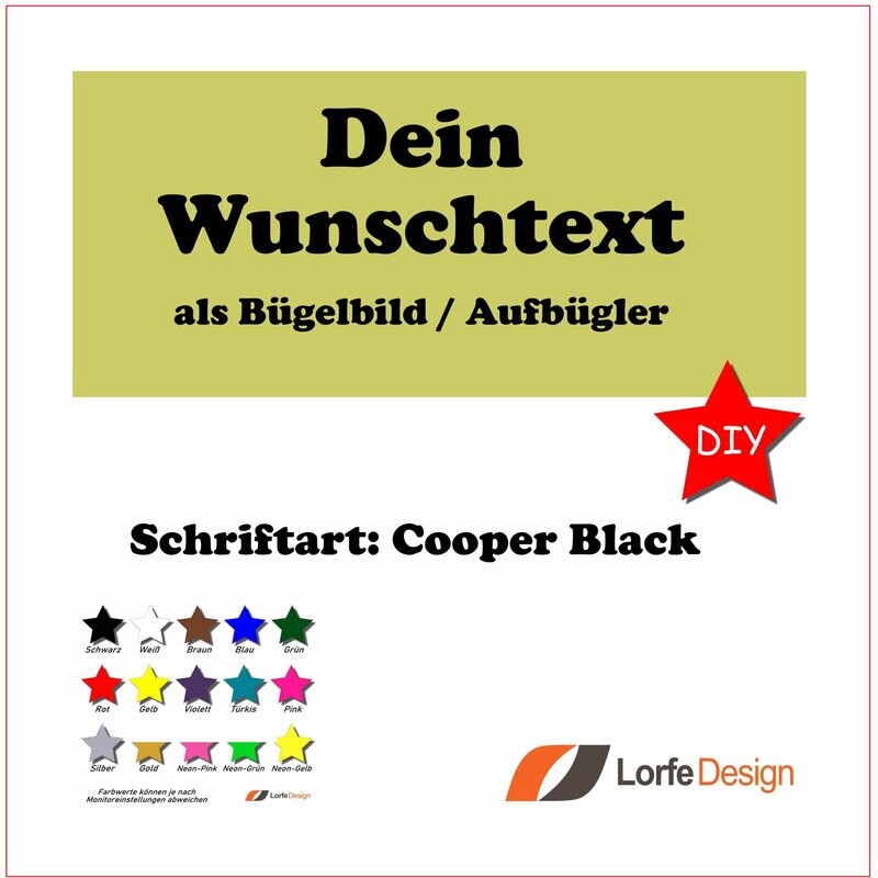 Bügelbild / Name und Text zum aufbügeln / Cooper Black / individuell personalisiert / Bügelfolie / DIY
