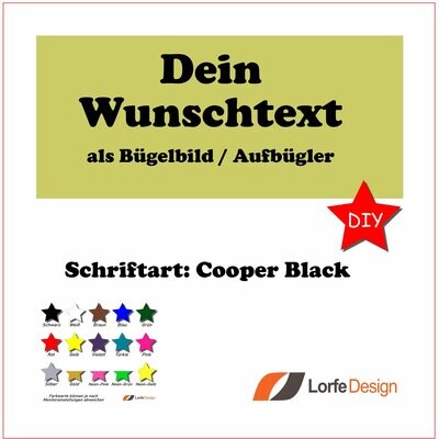 Bügelbild / Name und Text zum aufbügeln / Cooper Black / individuell personalisiert / Bügelfolie / DIY