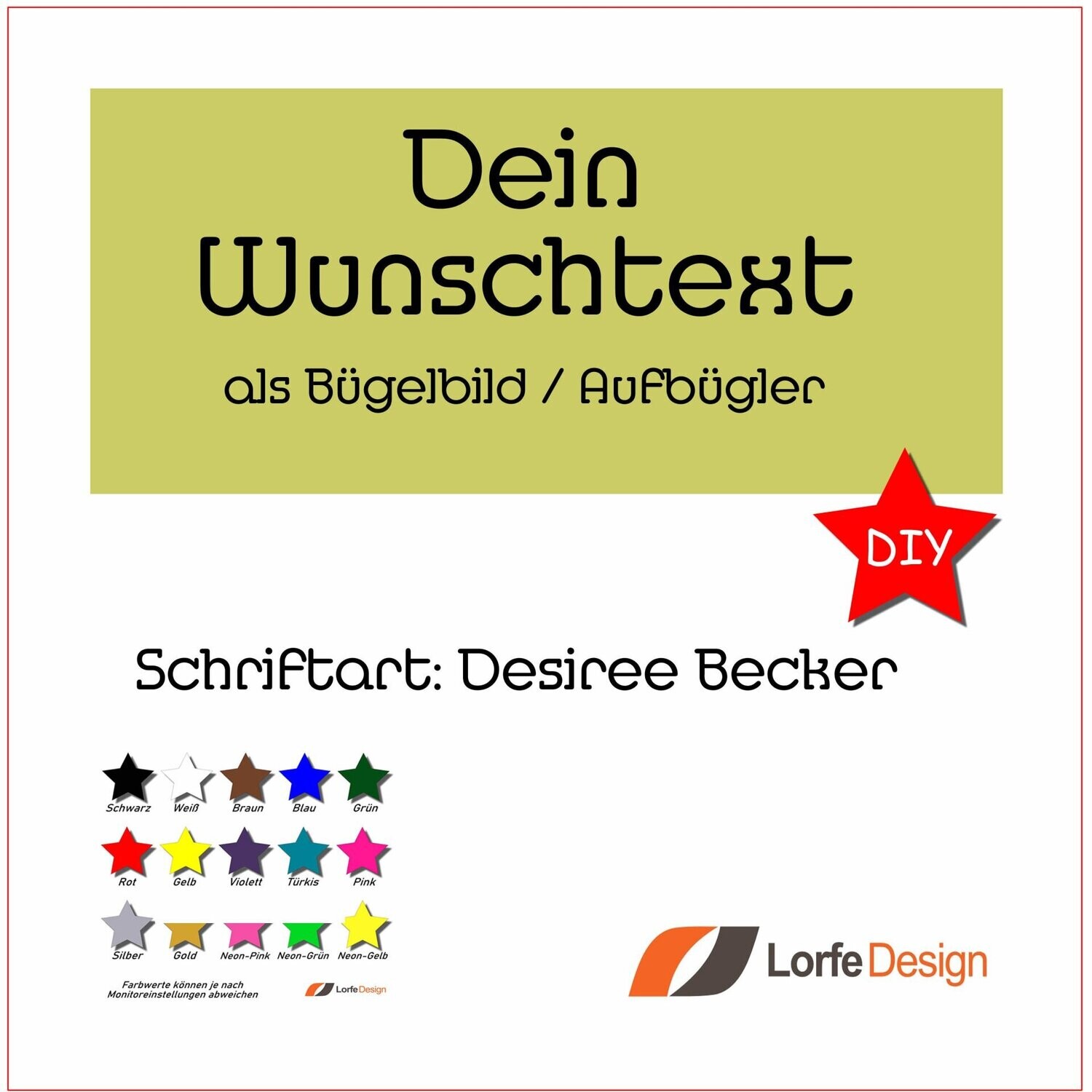 Bügelbild / Name und Text zum aufbügeln / Desiree Becker med. / individuell personalisiert / Bügelfolie / DIY