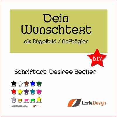 Bügelbild / Name und Text zum aufbügeln / Desiree Becker med. / individuell personalisiert / Bügelfolie / DIY