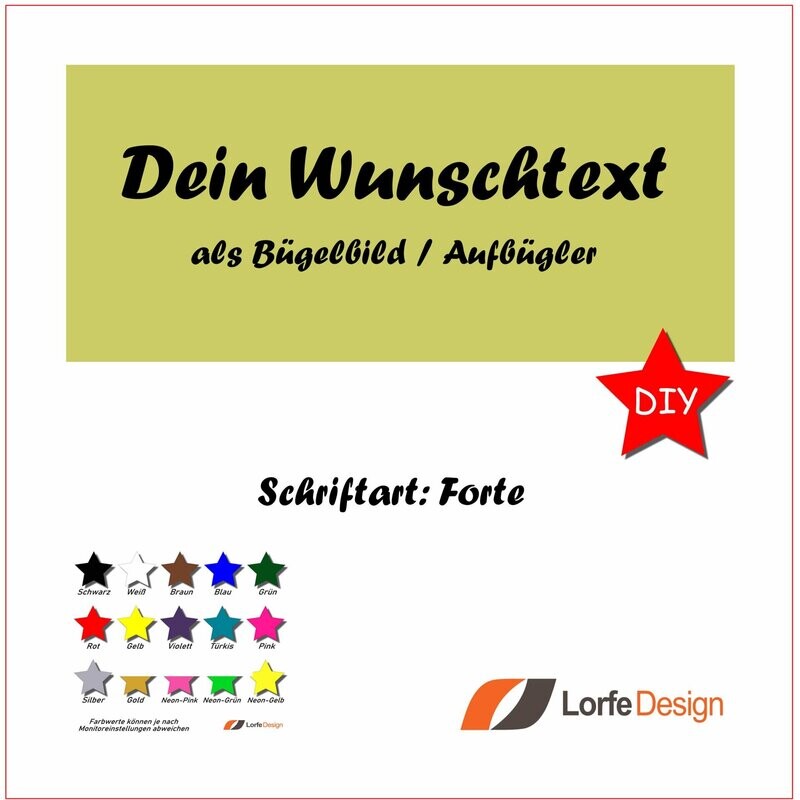 Bügelbild / Name und Text zum aufbügeln / Forte / individuell personalisiert / Bügelfolie / DIY