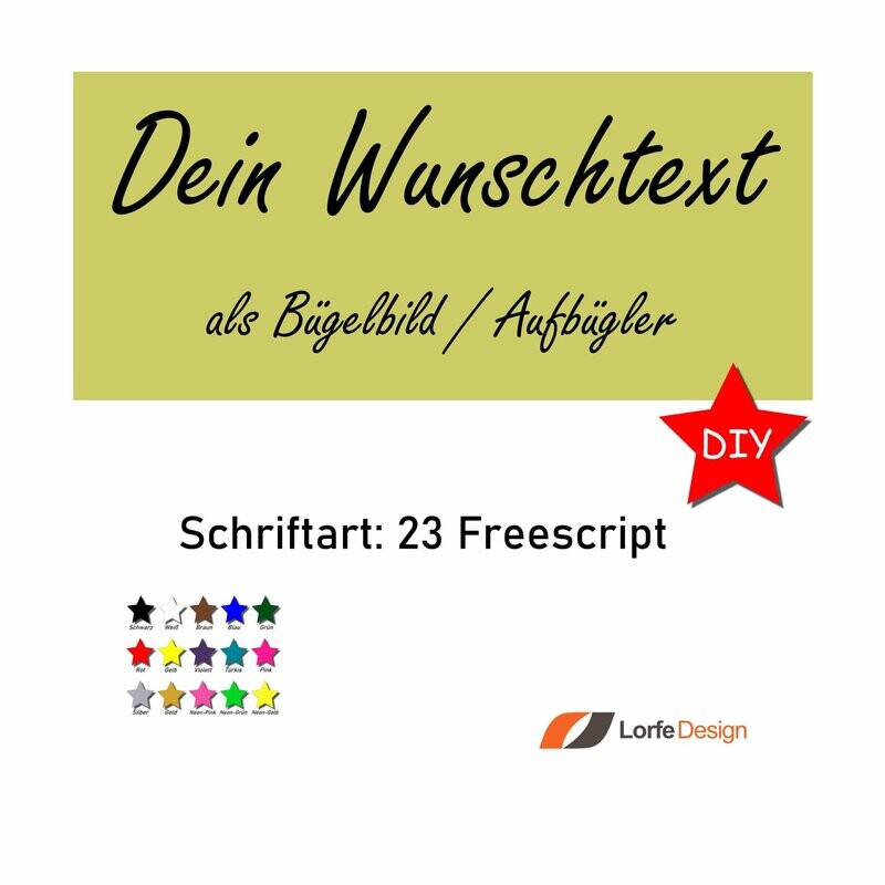 Bügelbild / Name und Text zum aufbügeln / Freestyle Script / individuell personalisiert / Bügelfolie / DIY