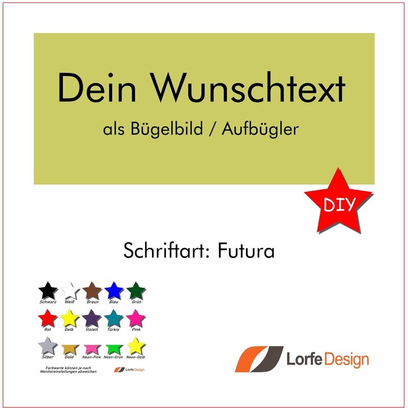 Bügelbild / Name und Text zum aufbügeln / Futura / individuell personalisiert / Bügelfolie / DIY