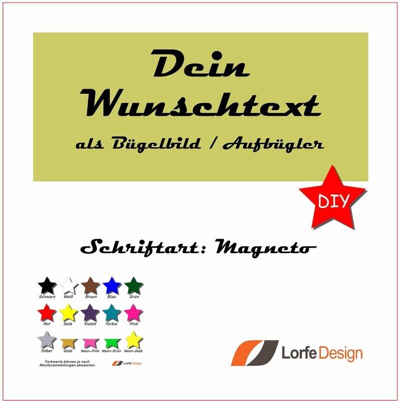 Bügelbild / Name und Text zum aufbügeln / Magneto / individuell personalisiert / Bügelfolie / DIY