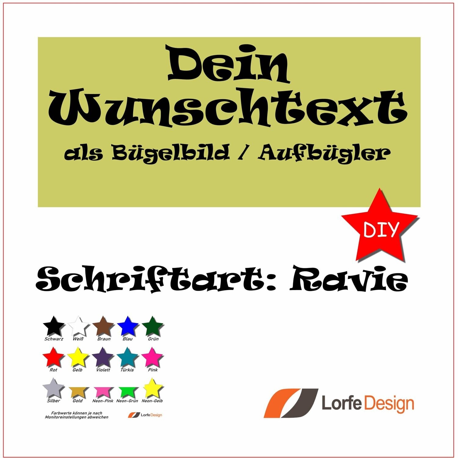 Bügelbild / Name und Text zum aufbügeln / Ravie / individuell personalisiert / Bügelfolie / DIY