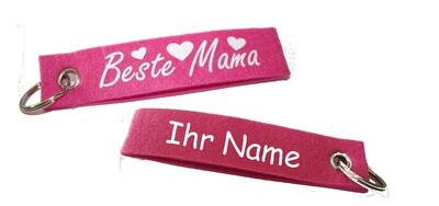 Beste Mama mit Namen / personalisierter XXL Filz-Schlüsselanhänger / 13,5 x 3,0 cm