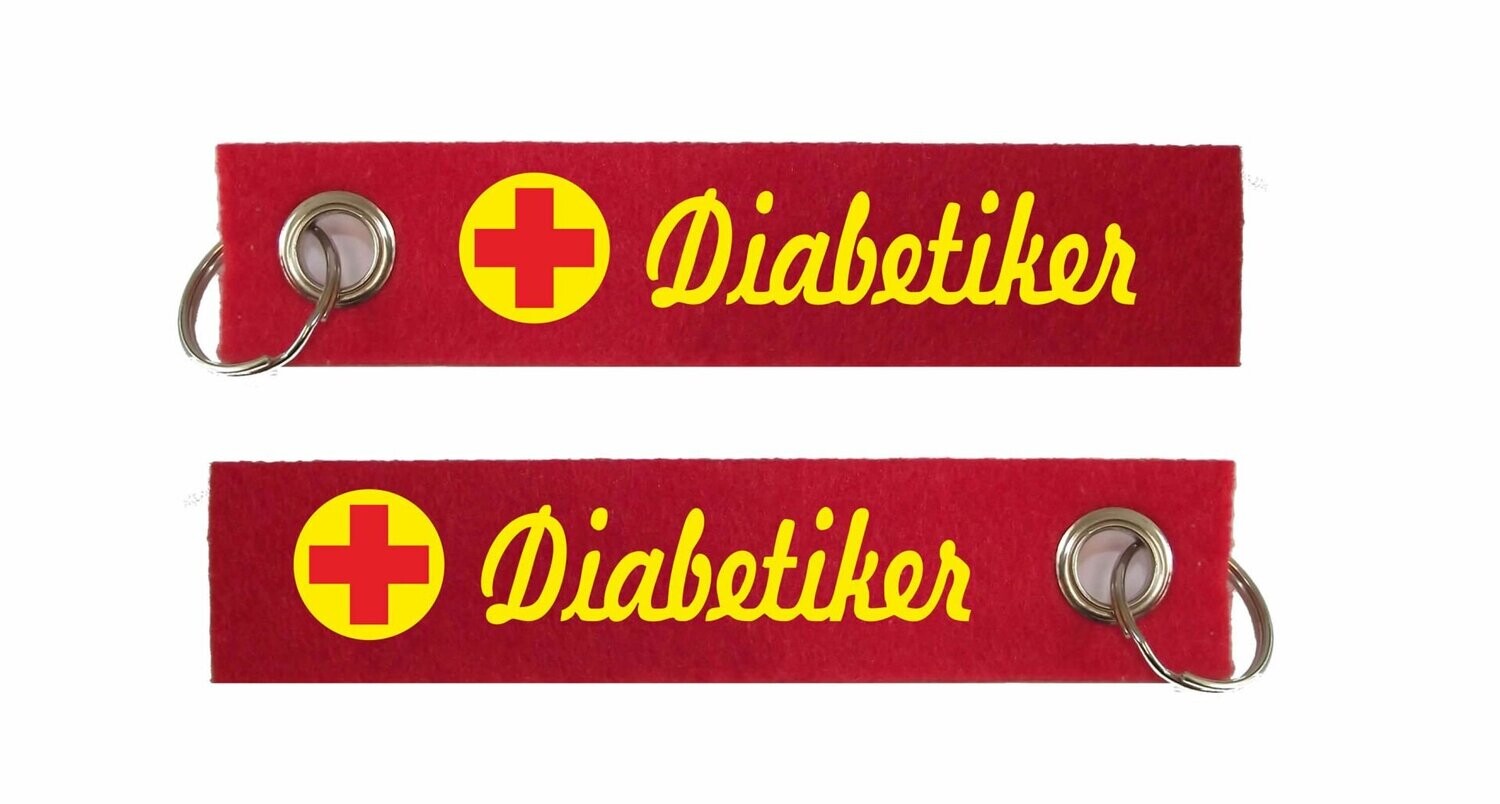 Filz-Schlüsselanhänger / Diabetiker / 13,5 x 3,0 cm / Notfallanhänger