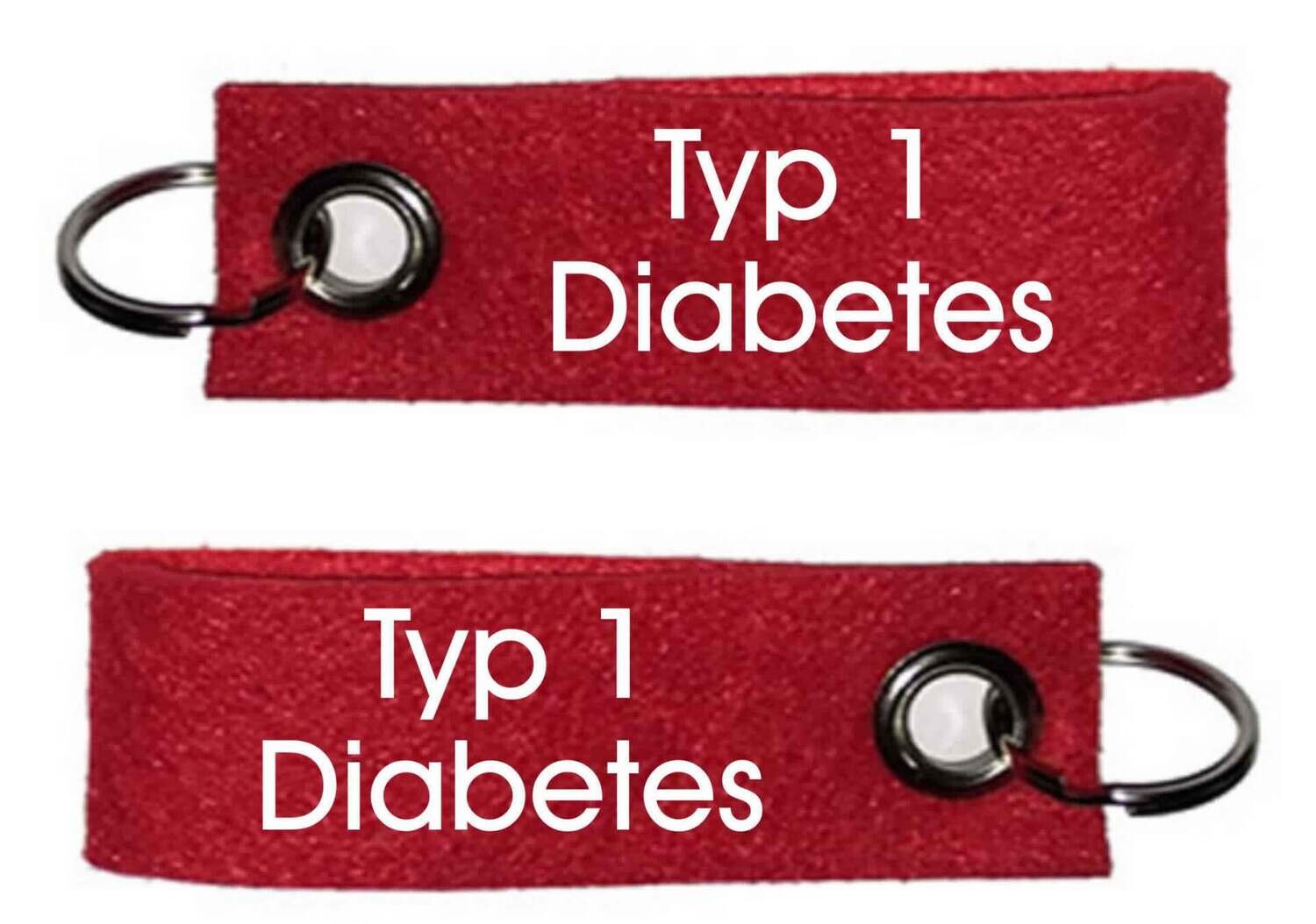 Filz-Schlüsselanhänger / Diabetes Typ 1  / 10,0 x 3,0 cm / Notfallanhänger
