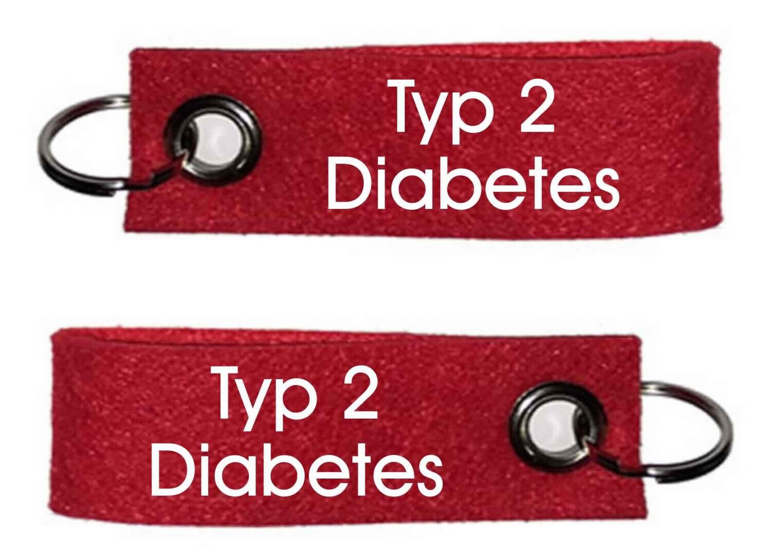 Filz-Schlüsselanhänger / Diabetes Typ 2  / 10,0 x 3,0 cm / Notfallanhänger