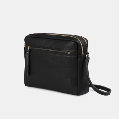 Ann Kurz cubo shape crossbody bag grain black