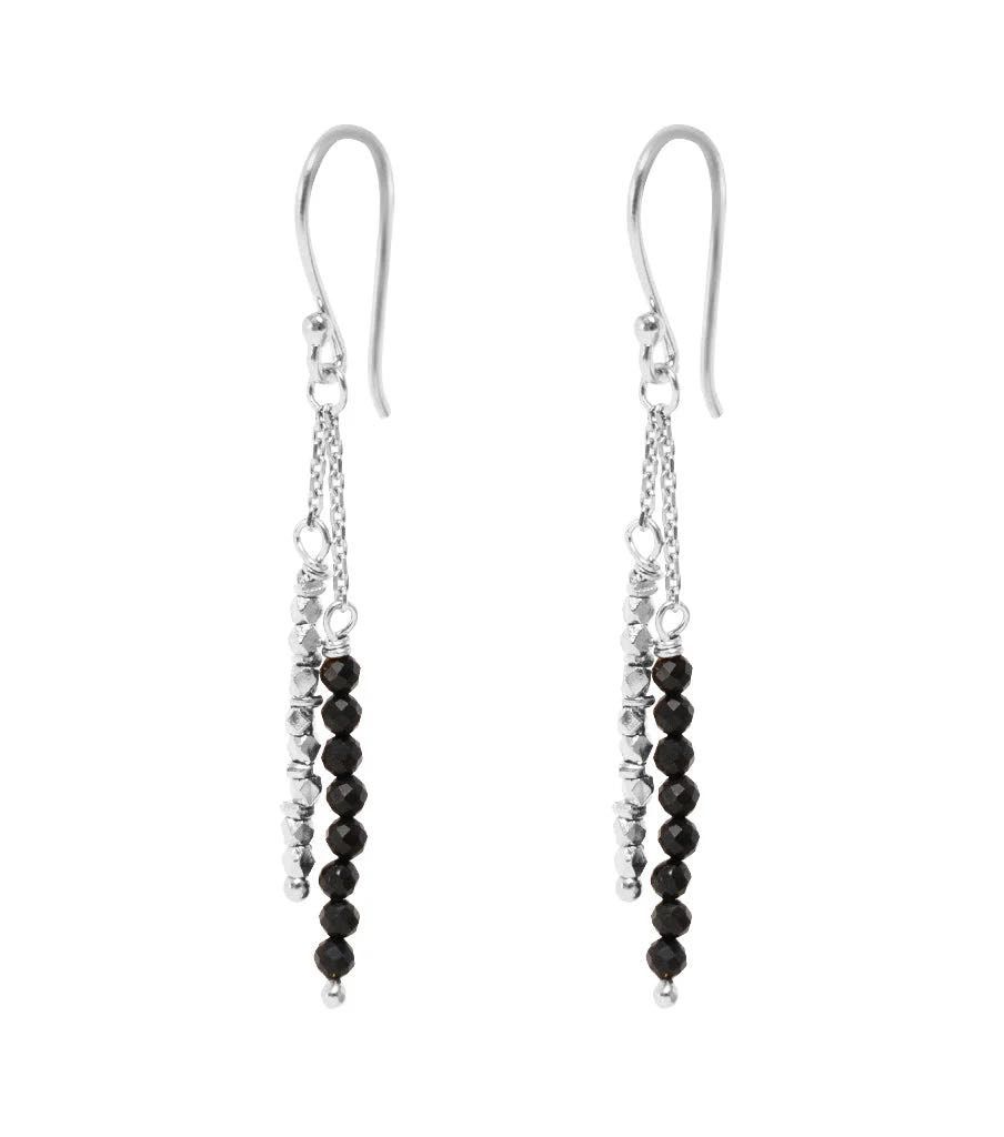 Miab oorbel noir & facet silver