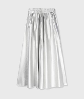 W25 10 leather look pleated skirt SILVER