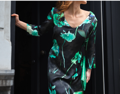 W25 Mon col LEAF DRESS GREEN DANDELION