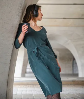 W25 Mon col LEAF DRESS SEA MOSS