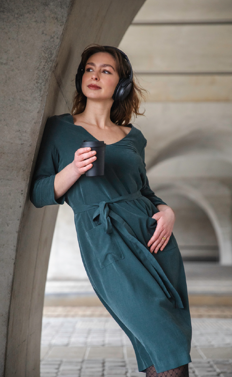 W25 Mon col LEAF DRESS SEA MOSS