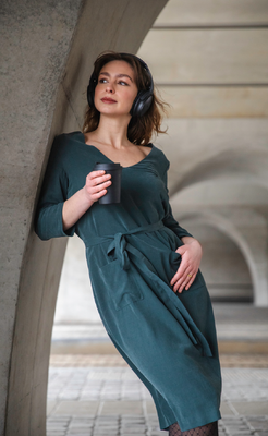 W25 Mon col LEAF DRESS SEA MOSS