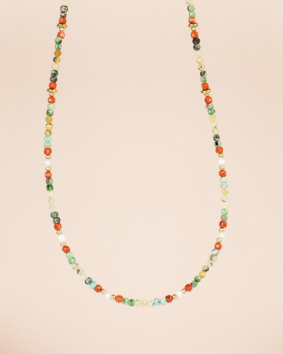 MUJA COLLIER RED JASPER MIXED GEMSTONES