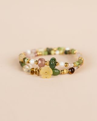MUJA ARMBAND STRAWBERRY QUARTZ MIXED GEMSTONES