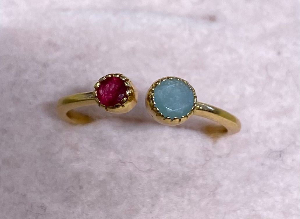 MUJA Ring , MOONSTONE + GARNET size 56