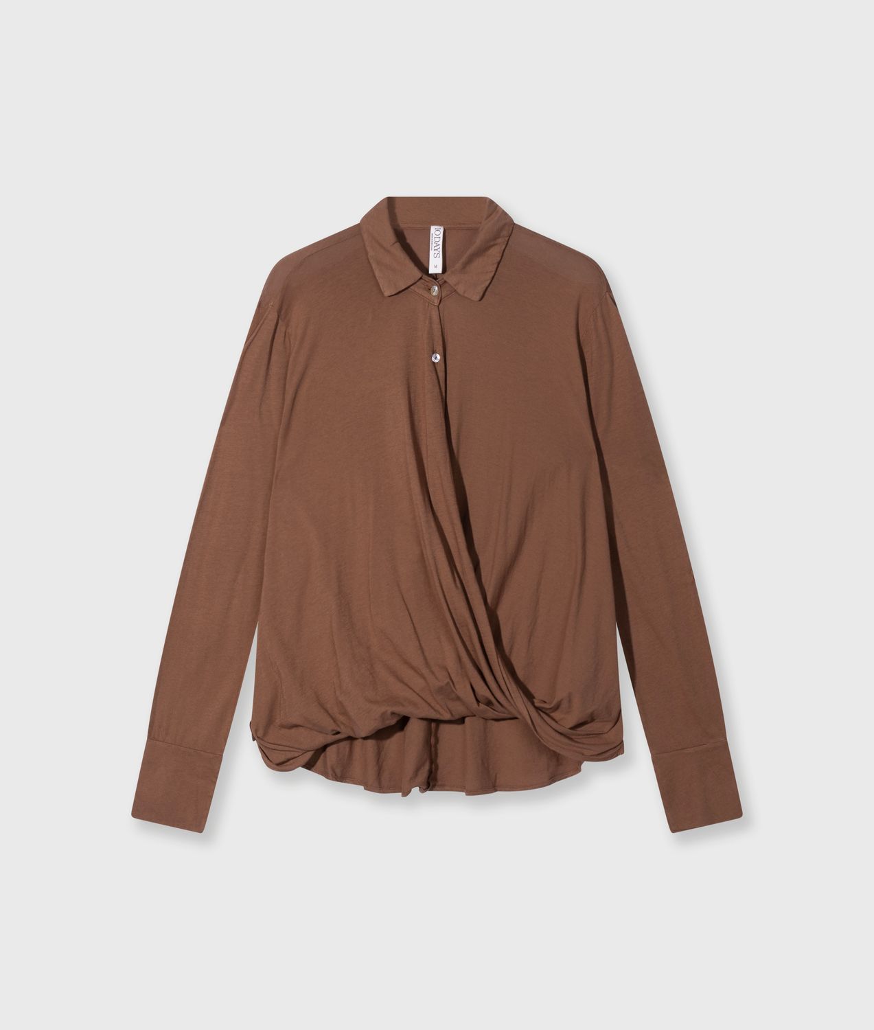 W26 10 WRAP BLOUSE GOTS TRUFFLE