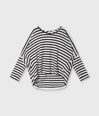W26 10 LOOSE LONG SLEEVE TEE MODAL STRIPES
