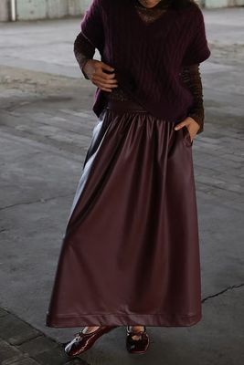 W26 SIL SARI SKIRT VEGAN LEATHER BORDEAUX