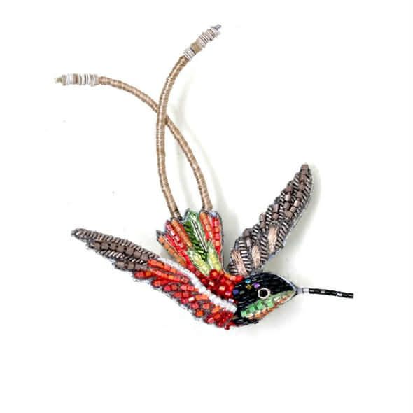 TROVELORE CRIMSON TOPAZ HUMMINGBIRD BROCHE