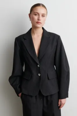W26-27 SECOND VIENNE SCULPTURED BLAZER DARK GREY MELANGE W26-27 SECOND VIENNE SCULPTURED BLAZER DARK GREY MELANGE