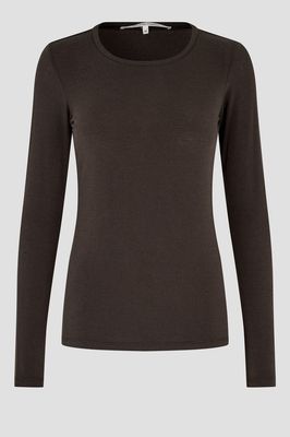 W26-27 SECOND MATIMA O-NECK TEE DARK BROWN