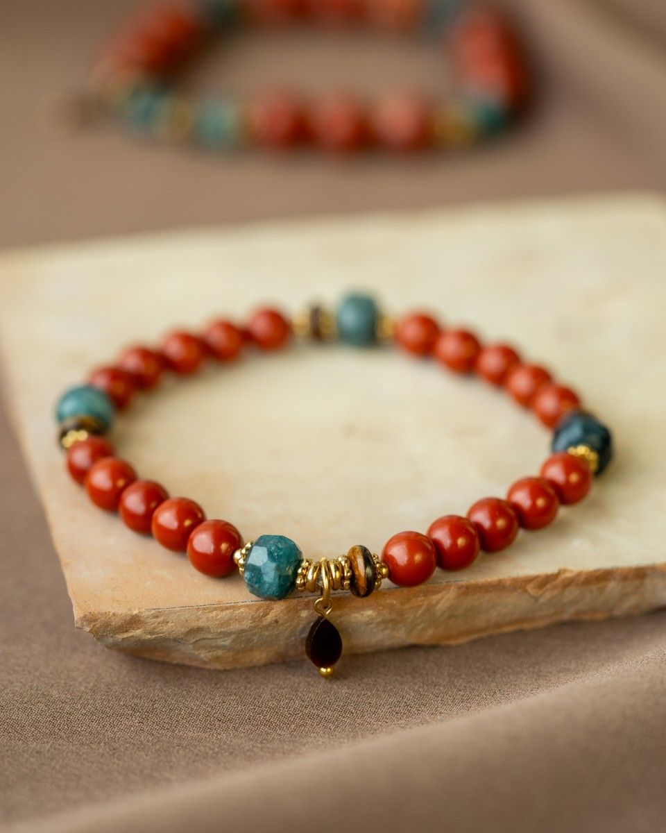 MUJA BRACELET RED JASPER FIJN