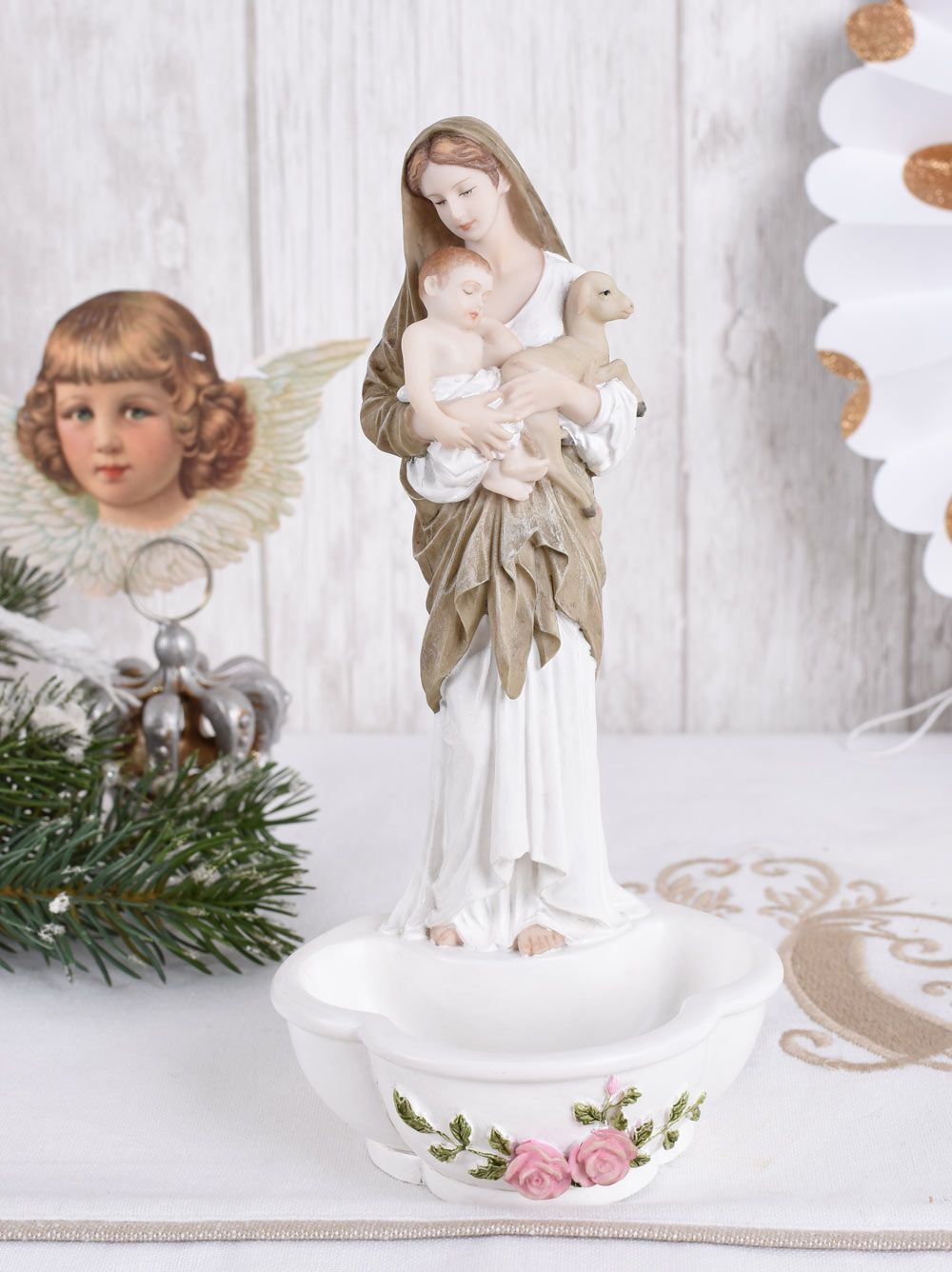 Keramik Weihwasserbecken Maria mit Jesuskind Keramik Weihwasserbecken Maria mit Jesuskind