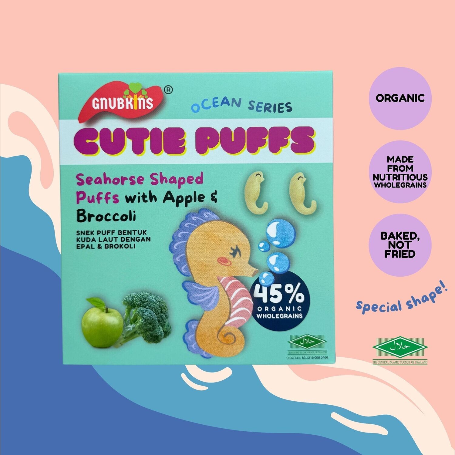Cutie Puffs - Seahorse Shaped Puffs with Apple &amp; Broccoli