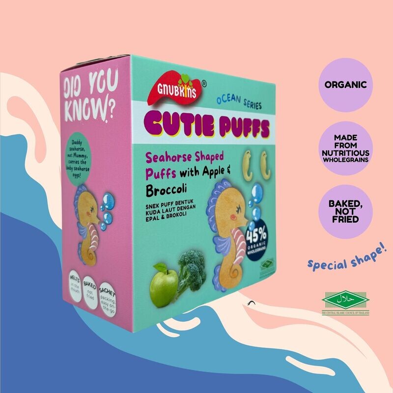 Cutie Puffs - Seahorse Shaped Puffs with Apple &amp; Broccoli