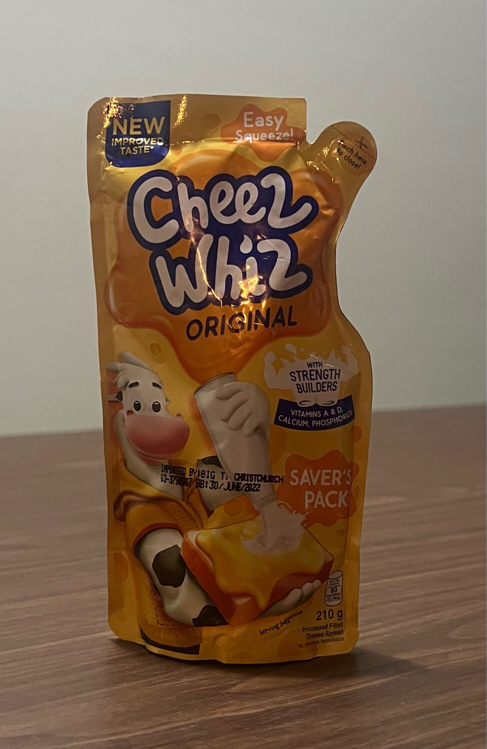 Kraft Squeeze Cheese Whiz 210g Original In Pouch