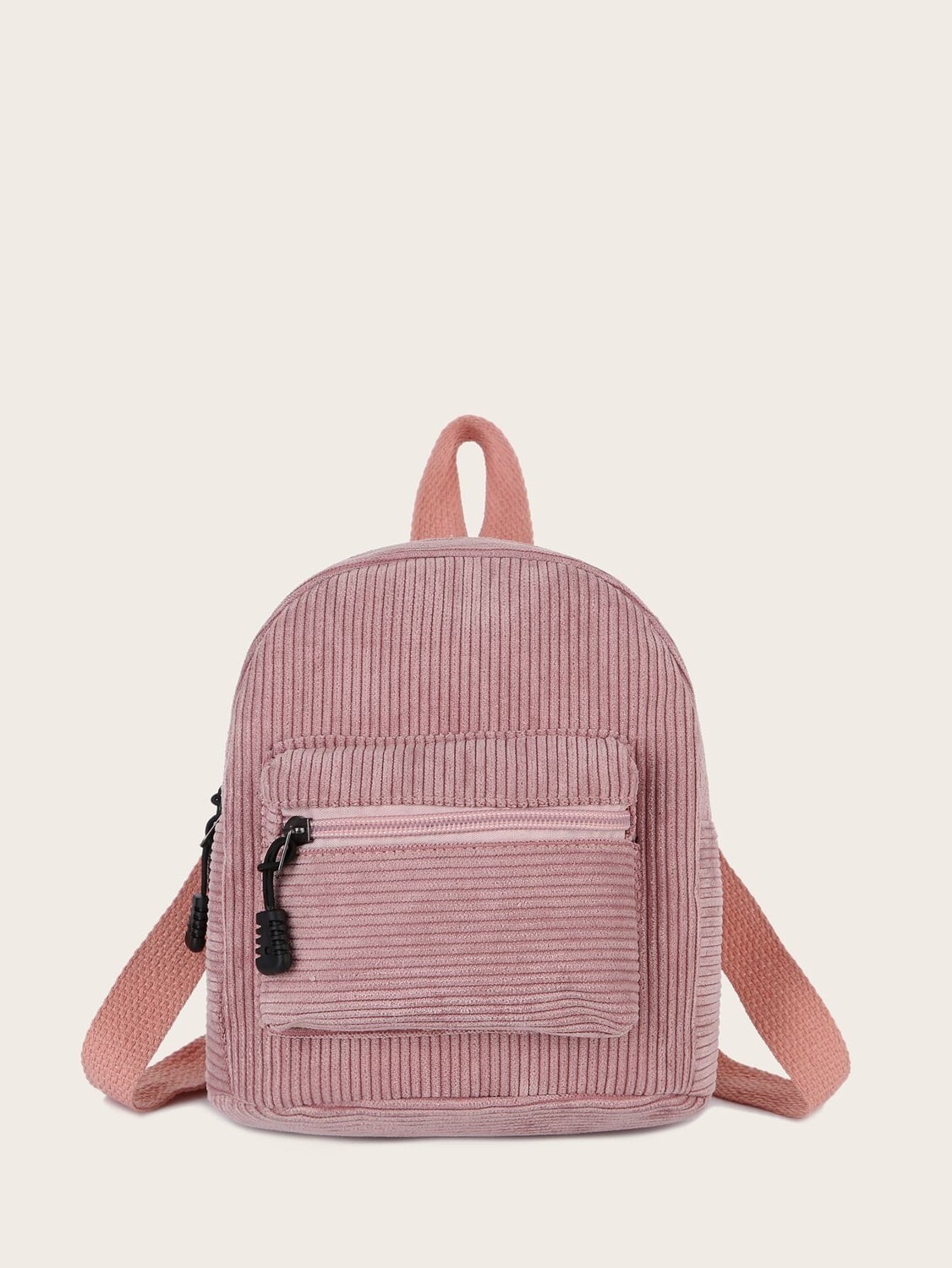 Pink Corduroy Matey Bag with Front Pocket