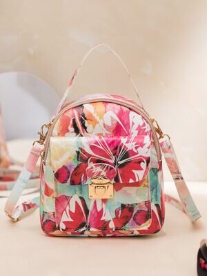 Multi Color  Butterfly Push Lock Matey Bag