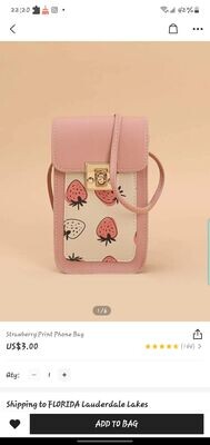 Pink Strawberry Phone Bag