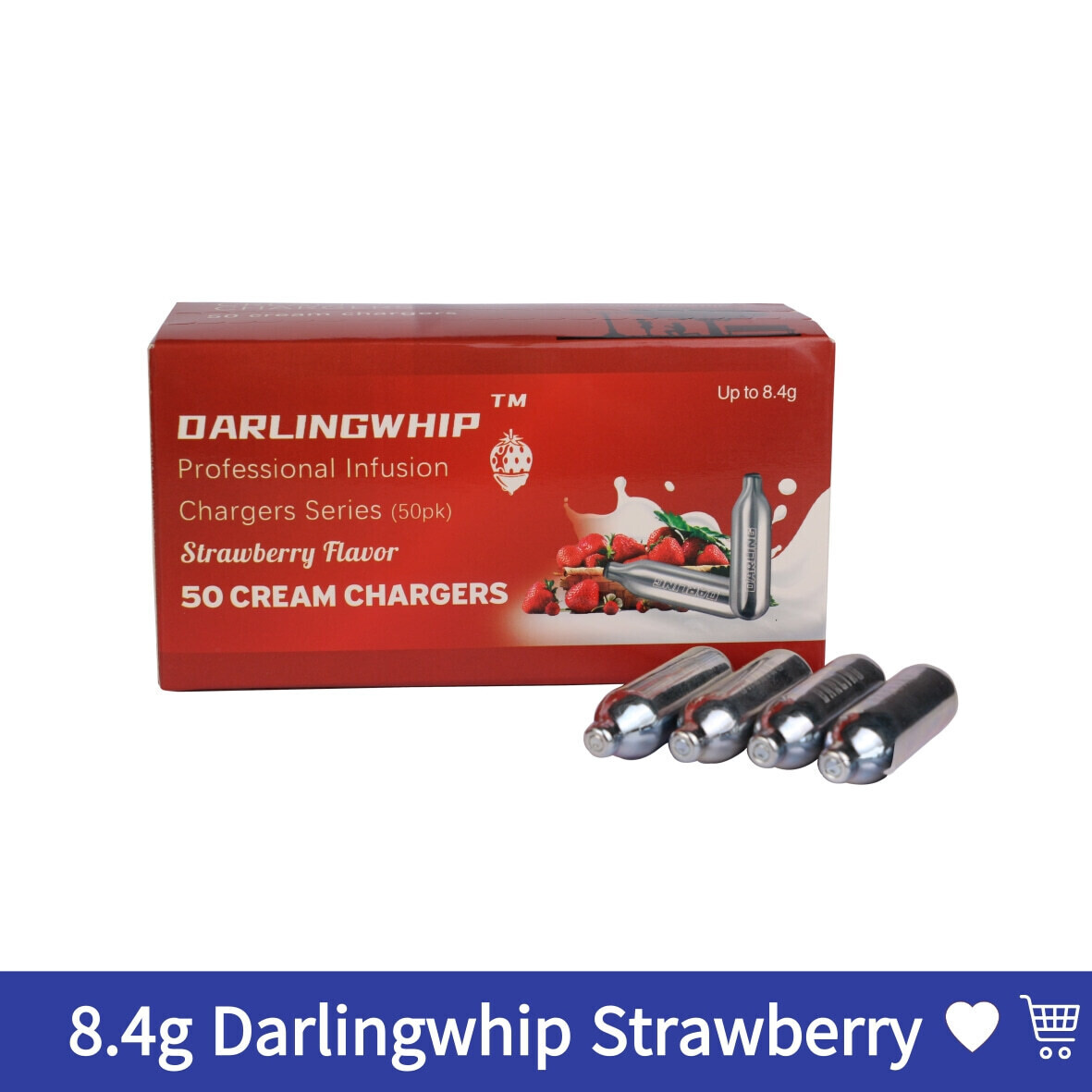 Cream Chargers: 8.4g Darlingwhip Strawberry Flavour