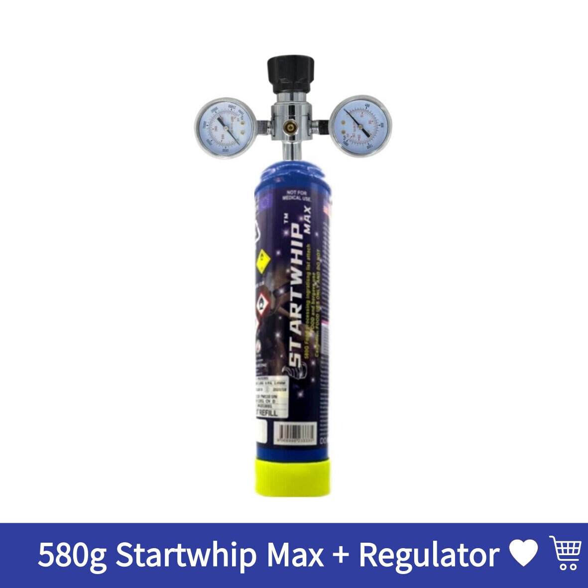 Cream Chargers: 580g Cylinder Startwhip Max + Regulator COMBO
