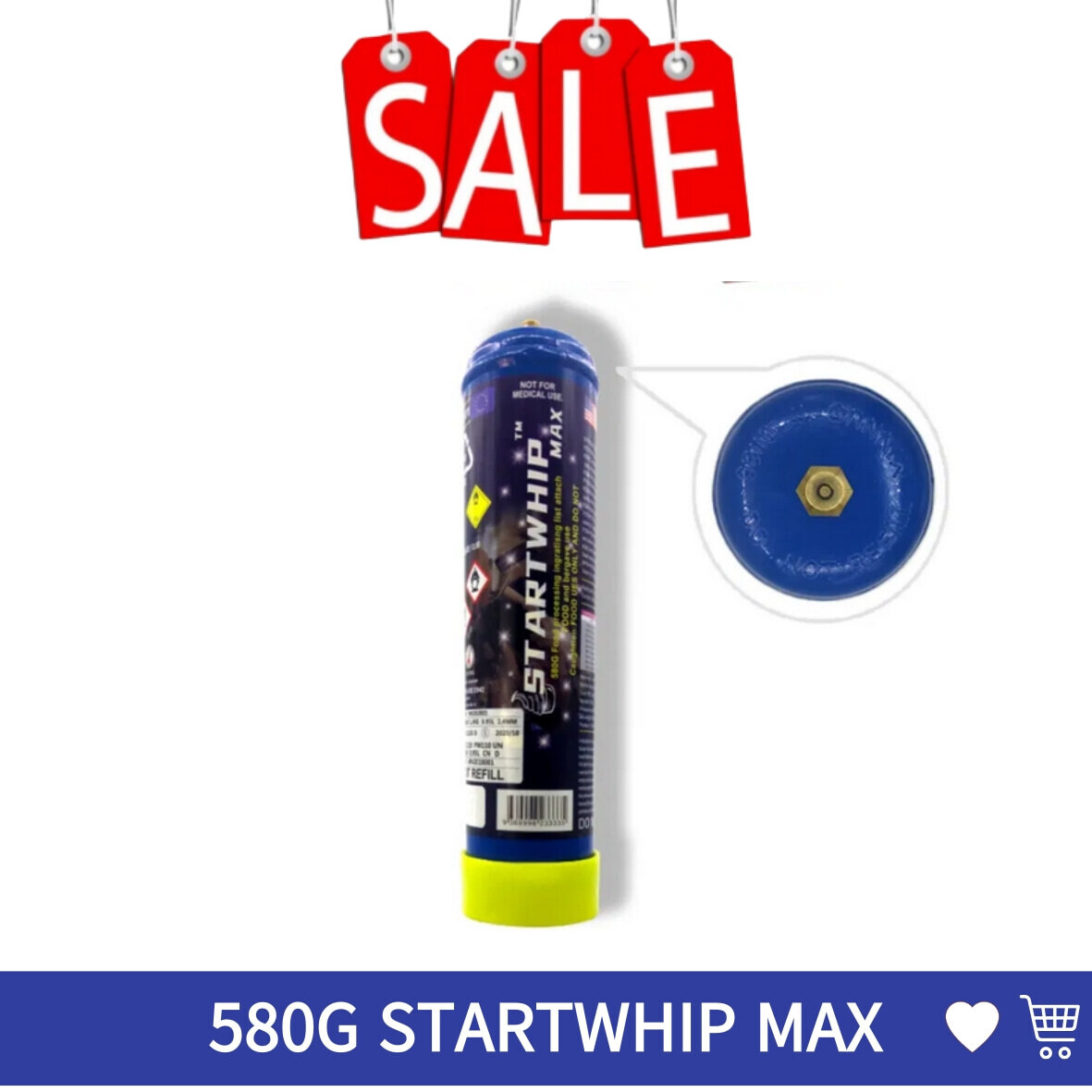 Cream Chargers: 580g Cylinder Startwhip Max + Pressure Release Nozzle