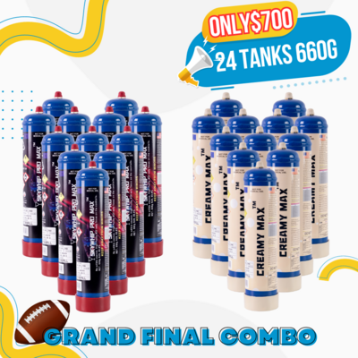 Grand Final Combo: 24 x 660g Cylinder Cream Chargers Value Combo