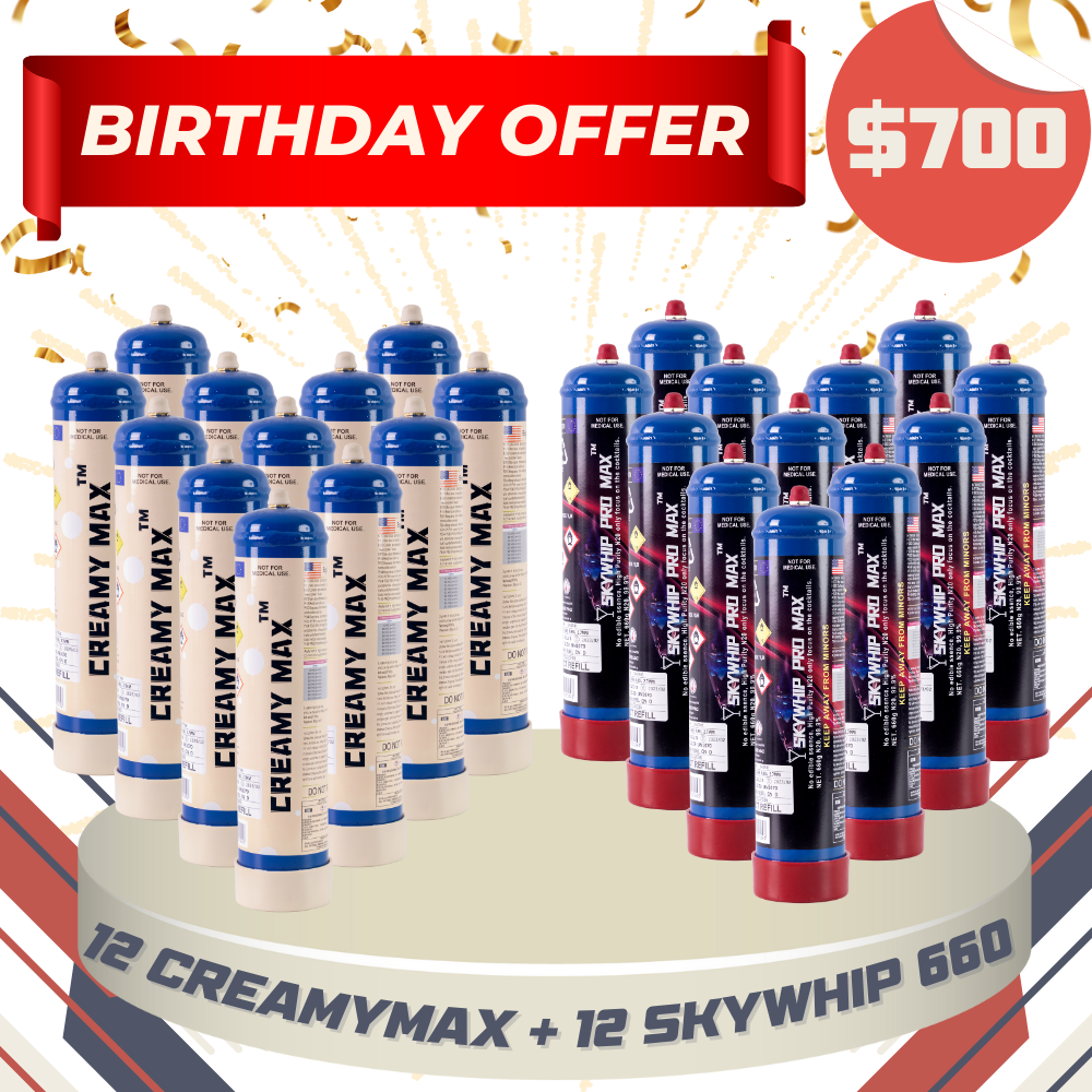 Birthday Offer: 24 x 660g Cylinder Cream Chargers Value Combo