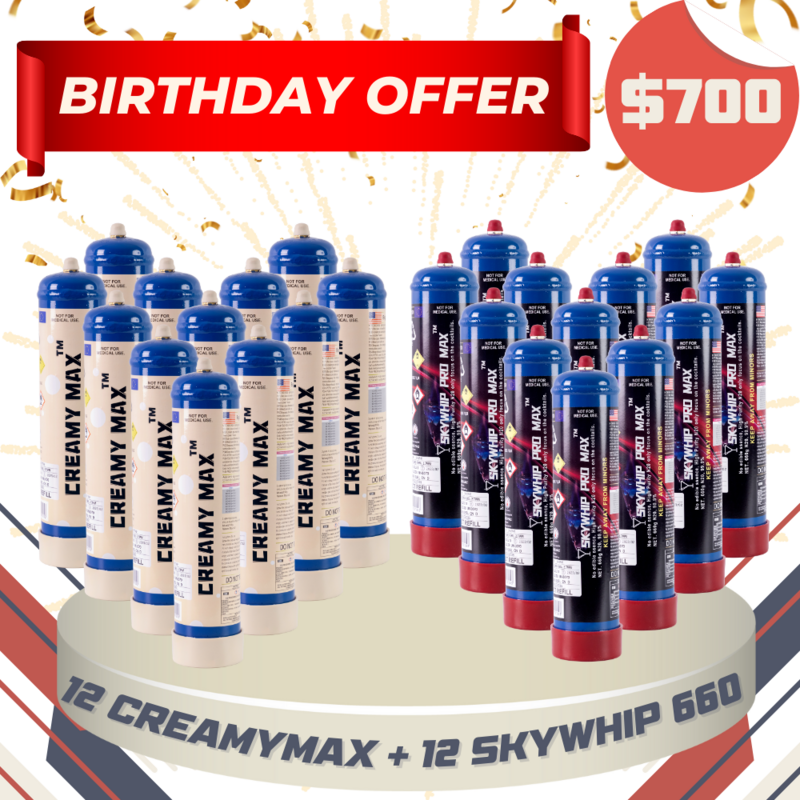 Birthday Offer: 24 x 660g Cylinder Cream Chargers Value Combo
