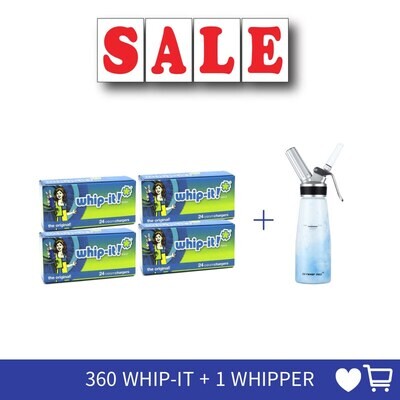 Cream chargers: 360 Bulbs 8g Whip-it Professional + 0.5L Whipper Value Combo