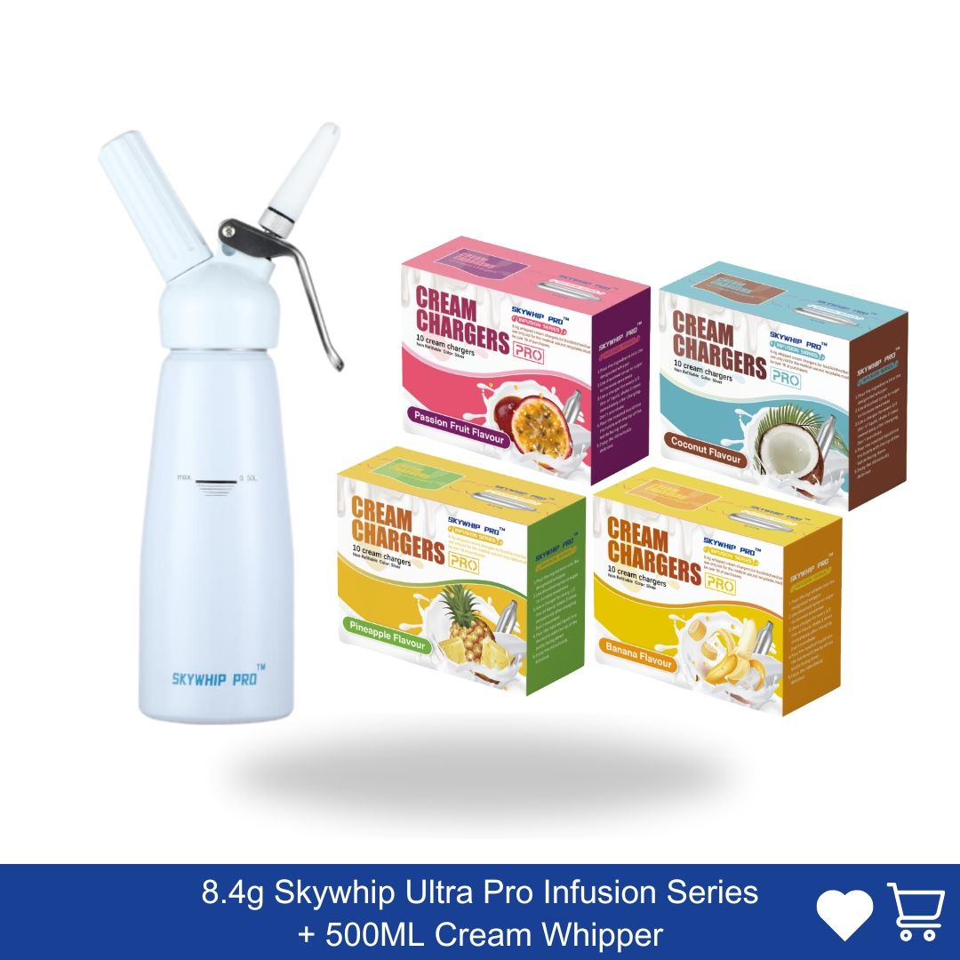 Cream Chargers: 8.4g SkyWhip Ultra Pro+ Infusion Series + 0.5L Whipper Value Combo