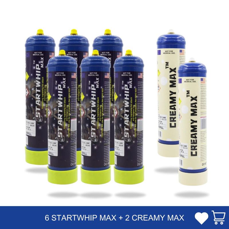 Cream Chargers: 8 x 660g Cylinder Cream Chargers Value Combo