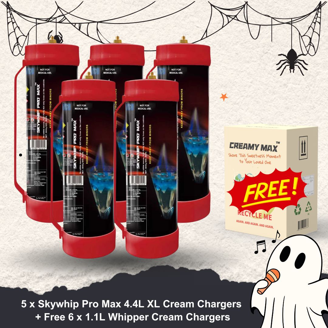 Large Offer: 5 x Skywhip Pro Max 4.4L XL Cream Chargers + Free 6 x 1.1L Whipper Cream Chargers