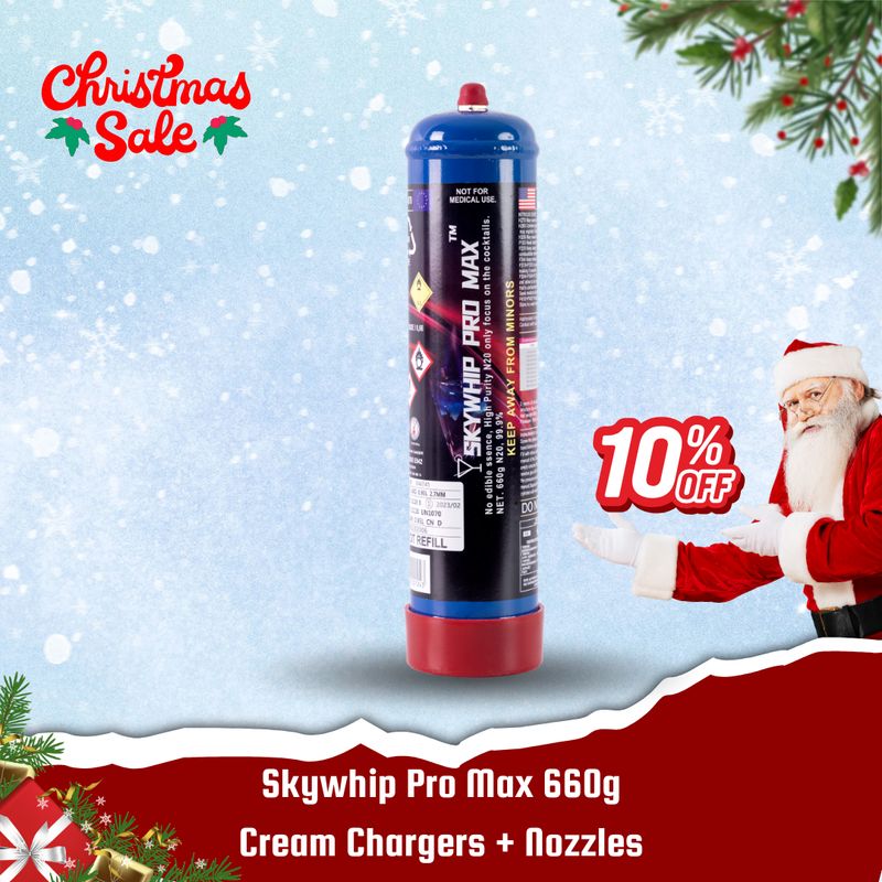 Cream Chargers: 660g Cylinder Skywhip Pro Max + Pressure Release Nozzle