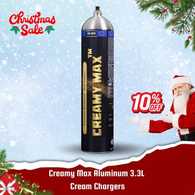 Cream Chargers: Creamy Max Aluminum 3.3L+ Pressure Release + Pressure Release Nozzle